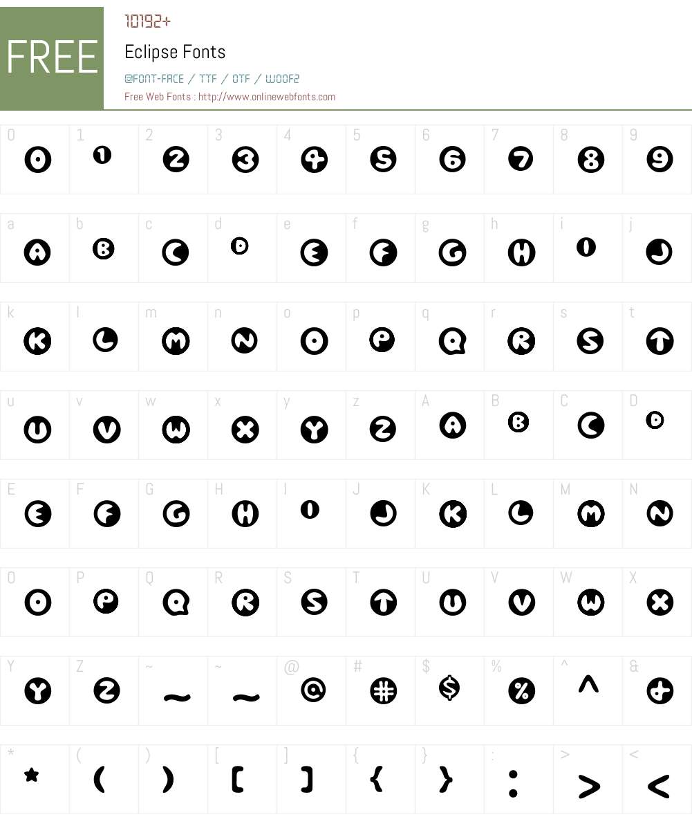 Eclipse Font Screenshots