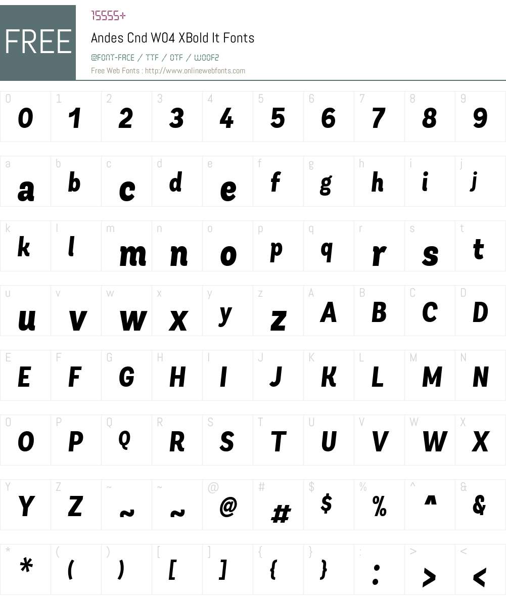 AndesCndW04-XBoldIt Font Screenshots