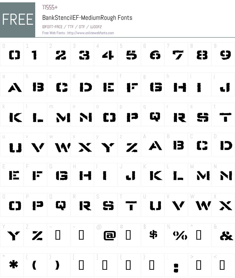 BankStencilEF-MediumRough Font Screenshots