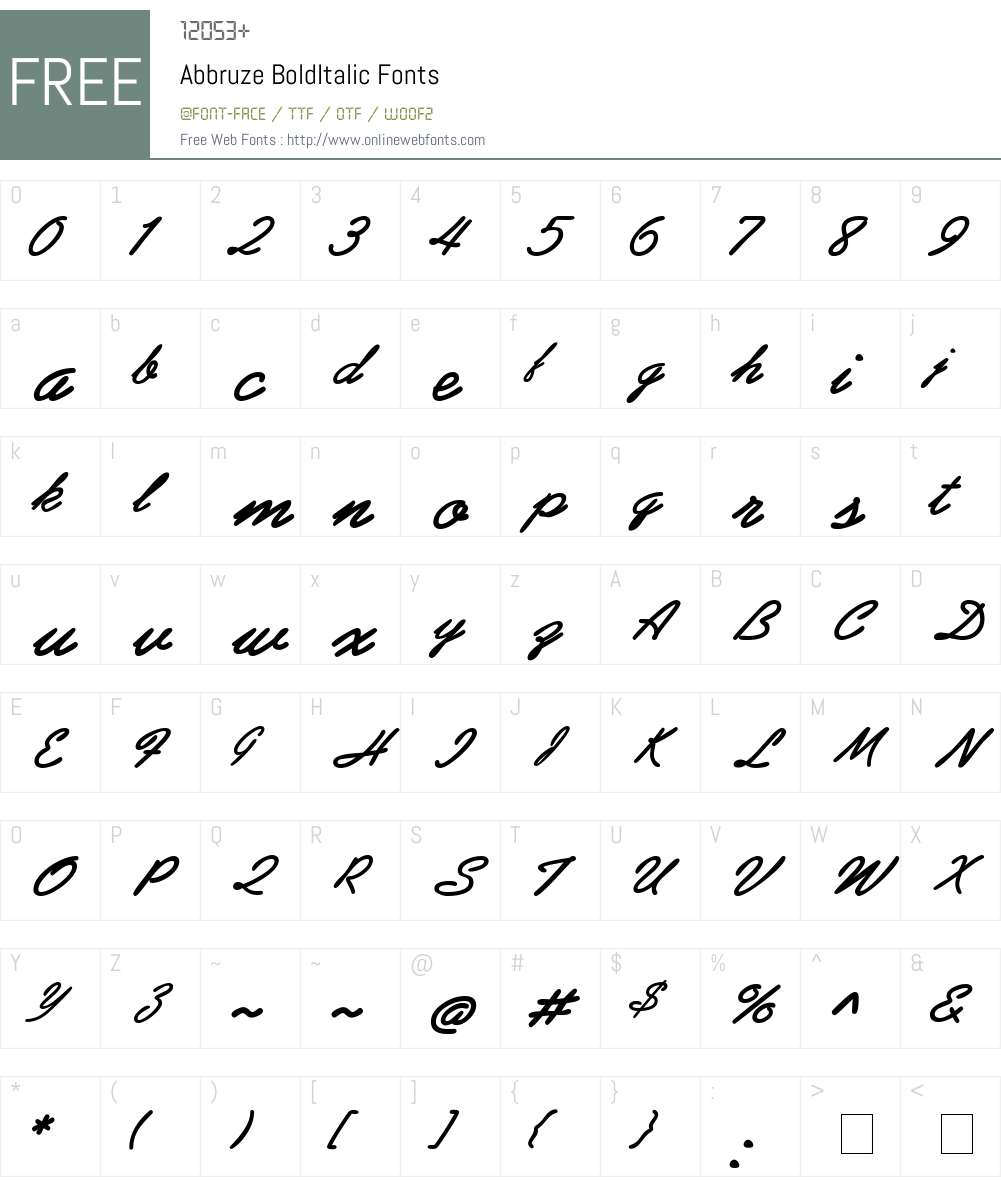 Abbruze Font Screenshots