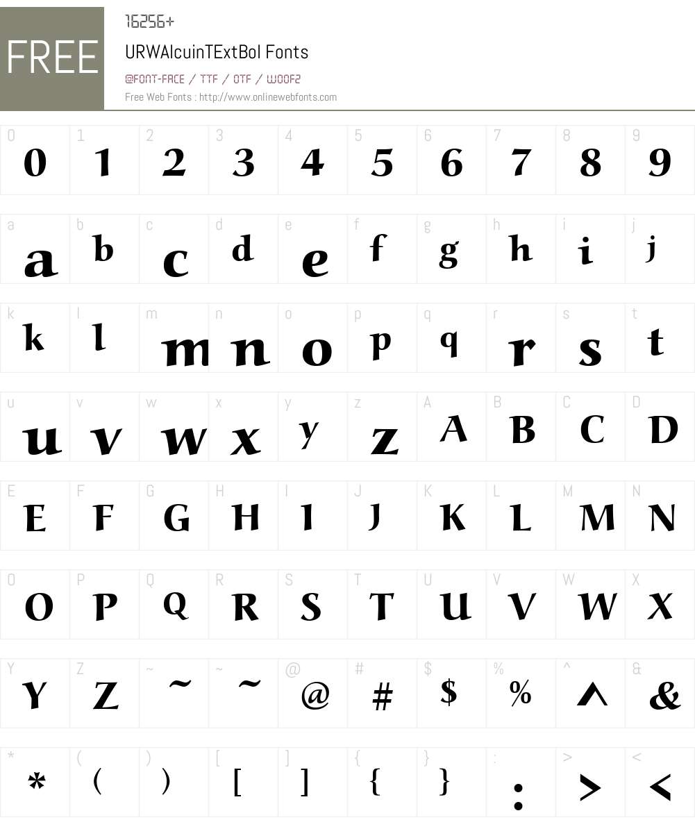 URWAlcuinTExtBol Font Screenshots