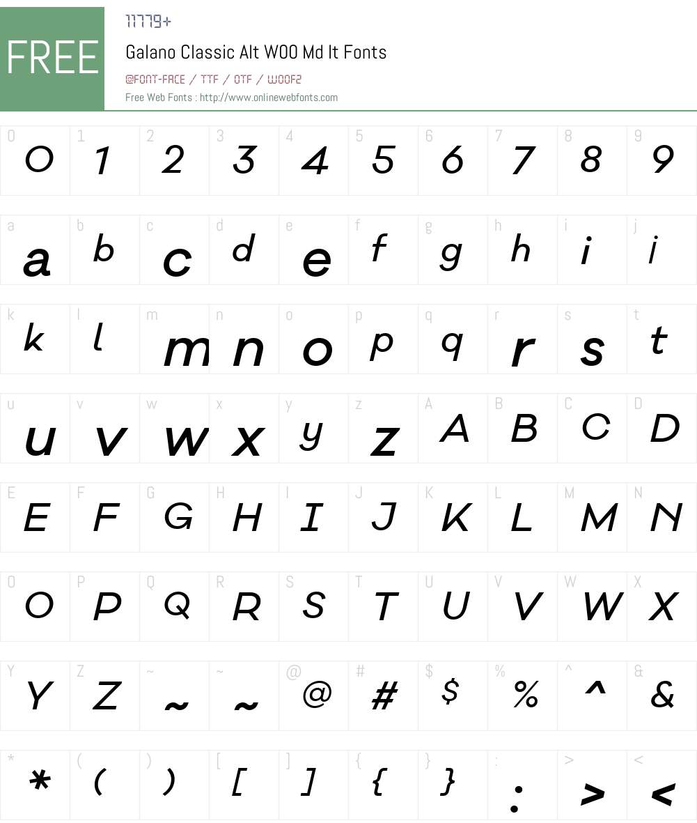 GalanoClassicAltW00-MdIt Font Screenshots