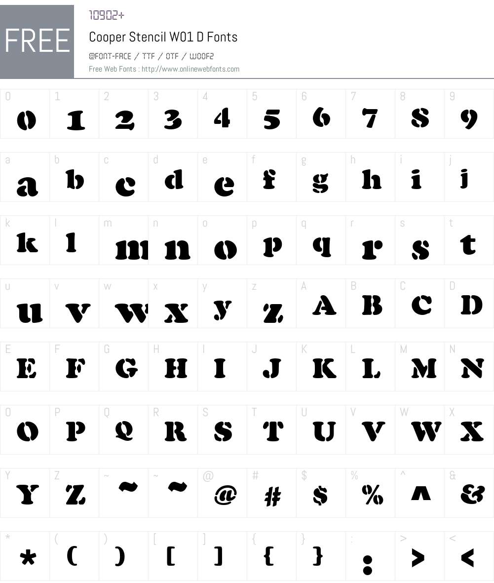 CooperStencilW01-D Font Screenshots
