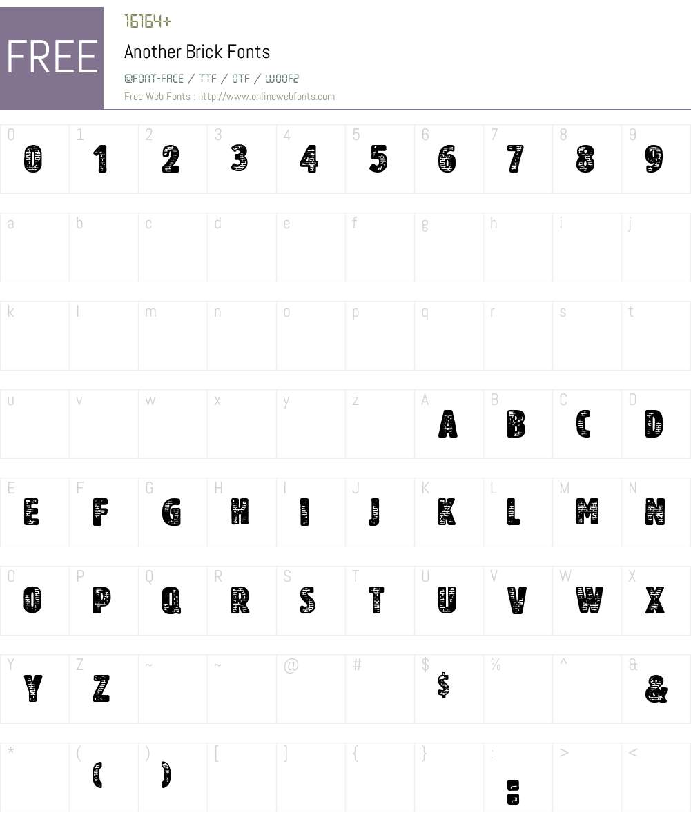 Another Brick Font Screenshots