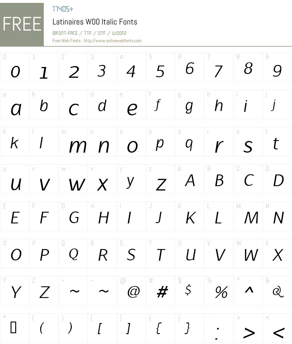 LatinairesW00-Italic Font Screenshots