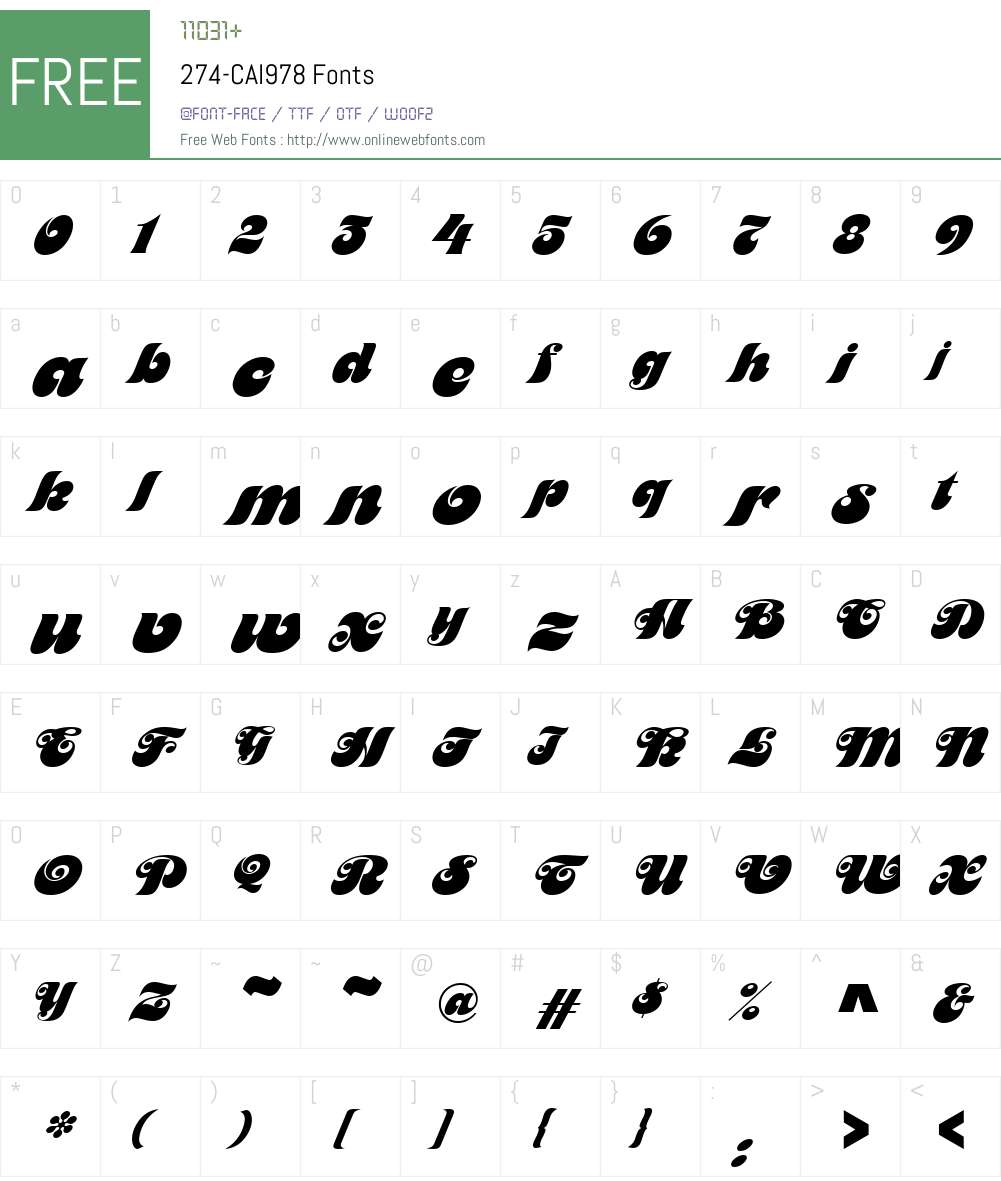 274-CAI978 Font Screenshots