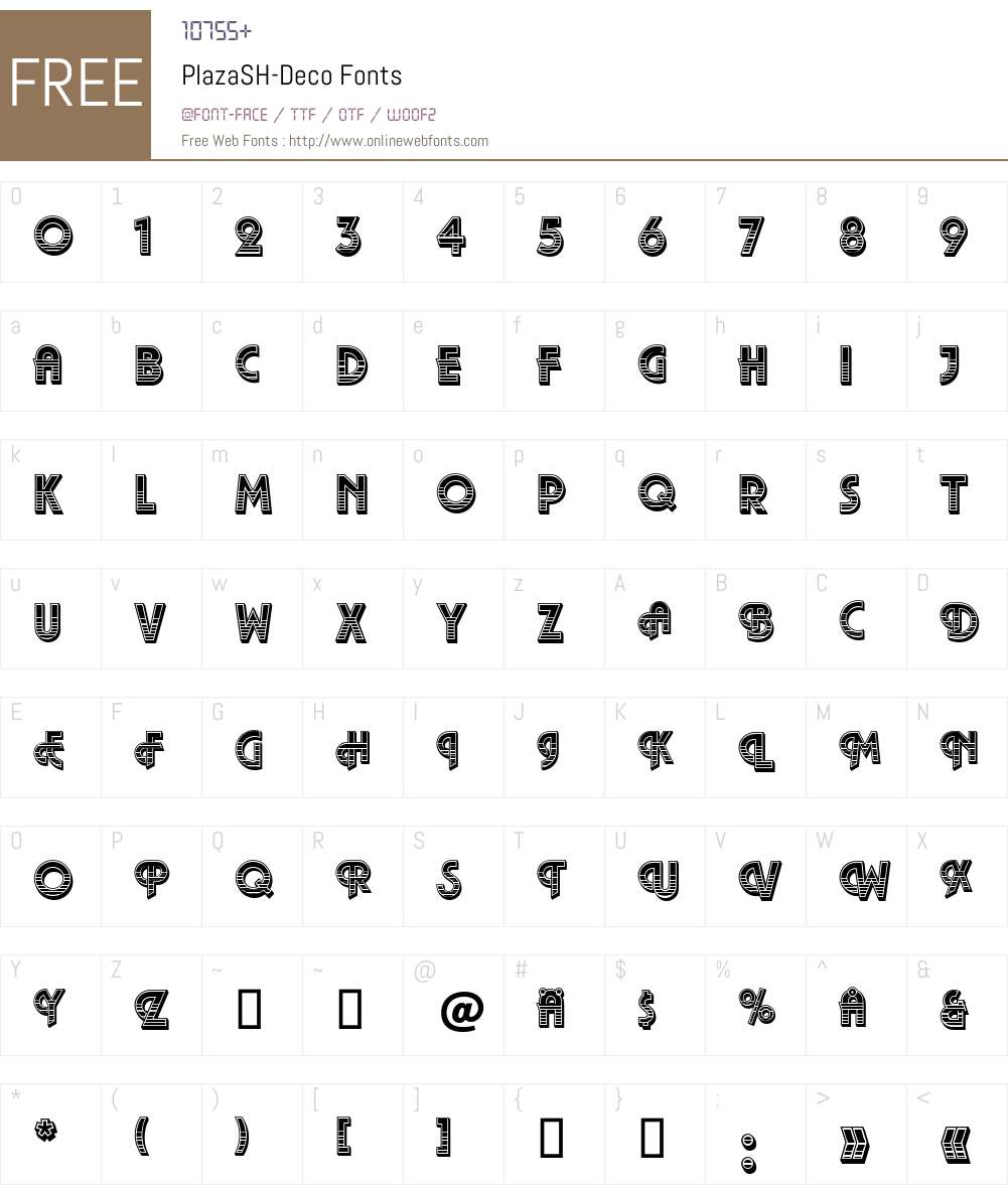 PlazaSH-Deco Font Screenshots