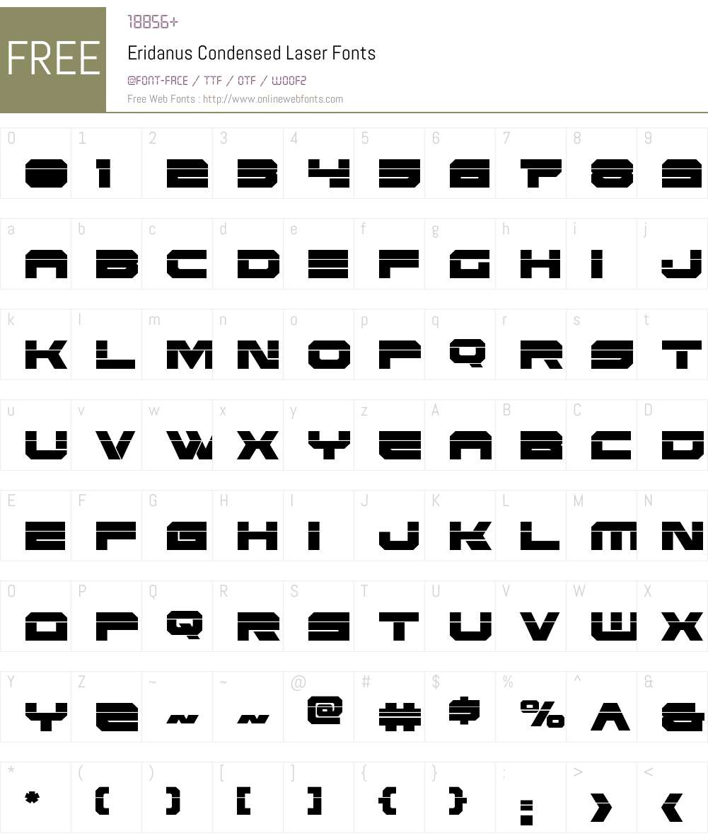 Eridanus Condensed Laser Font Screenshots