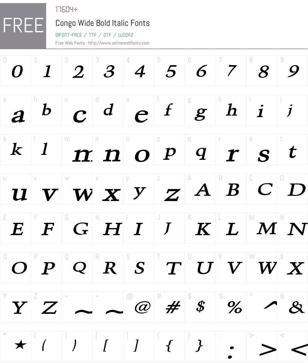 Congo Wide Font Screenshots