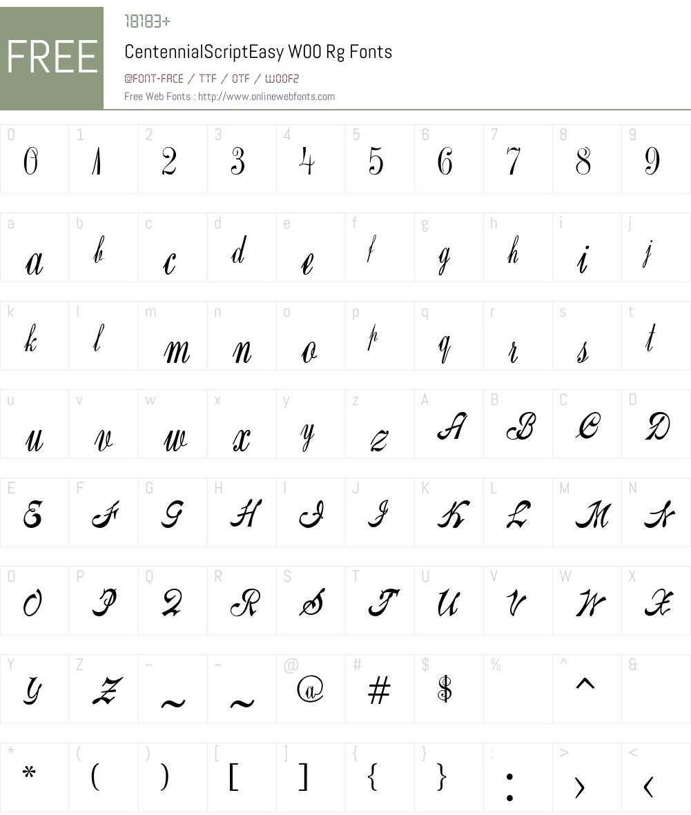 CentennialScriptEasyW00-Rg Font Screenshots