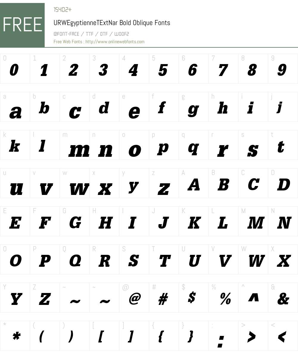 URWEgyptienneTExtNar Font Screenshots