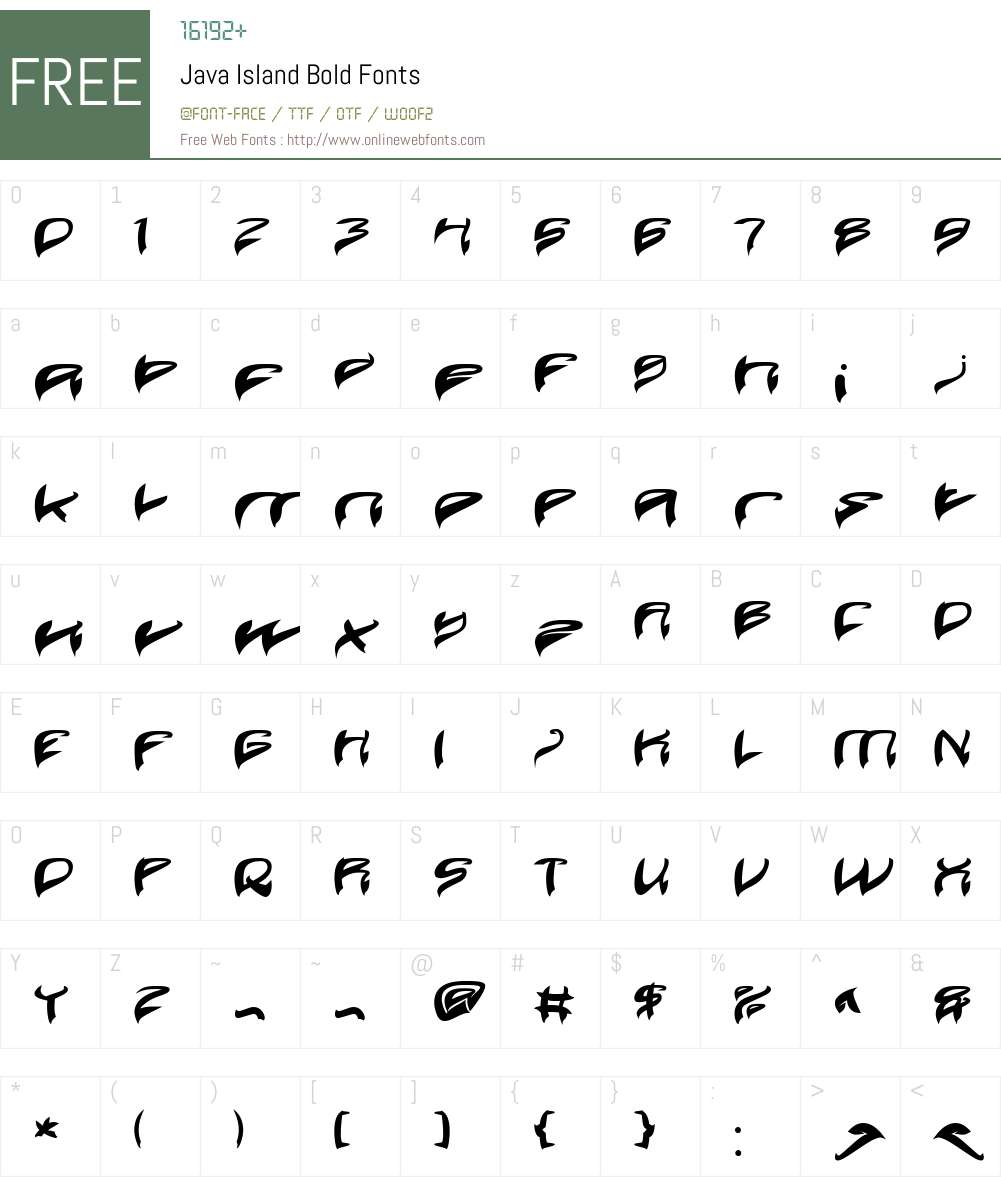Java Island Bold 1.00;October 13, 2018;FontCreator 11.5.0.2427 64-bit ...