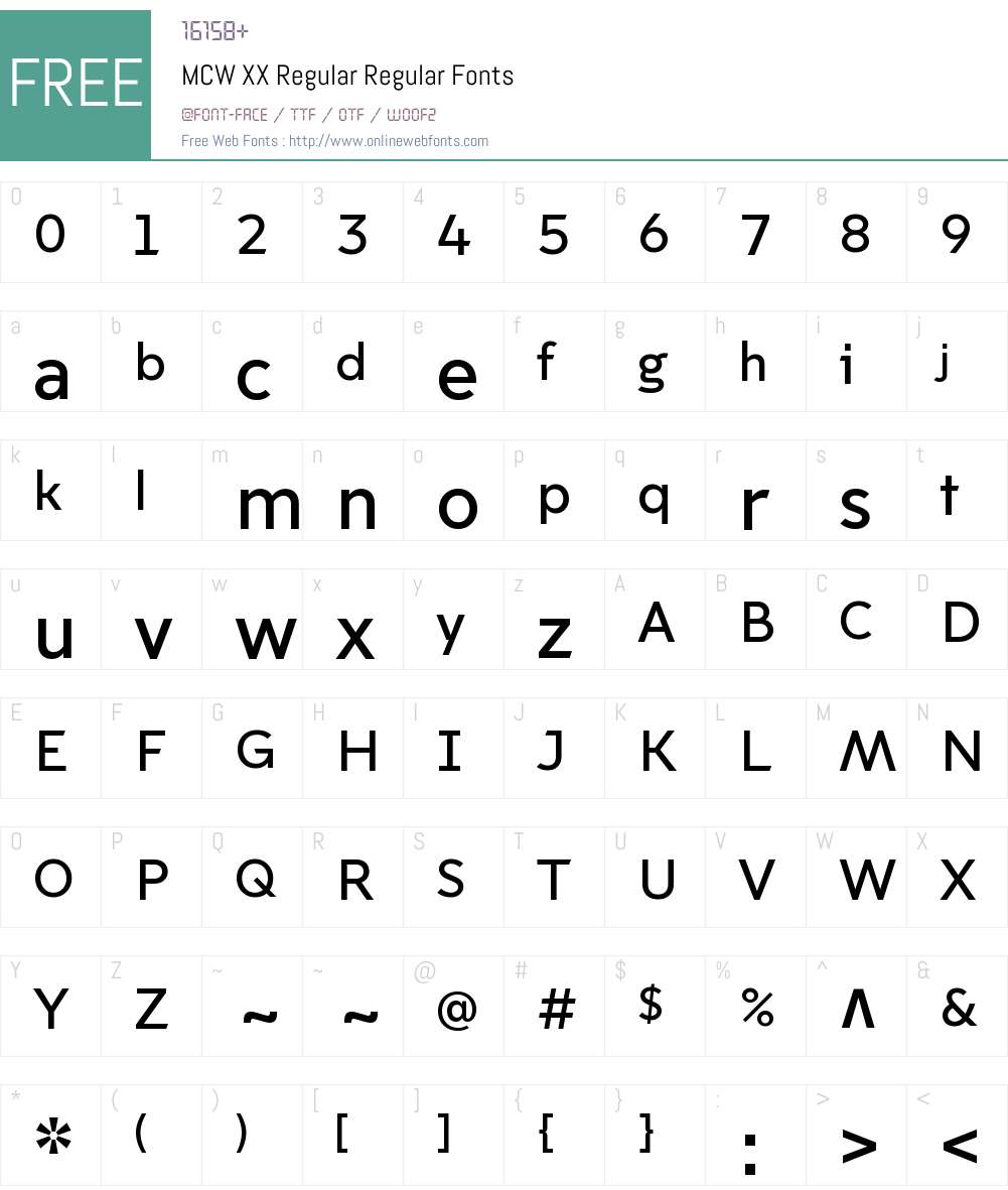 MCWXXRegular Font Screenshots