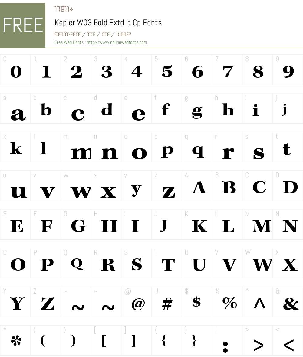 KeplerW03-BoldExtdItCp Font Screenshots