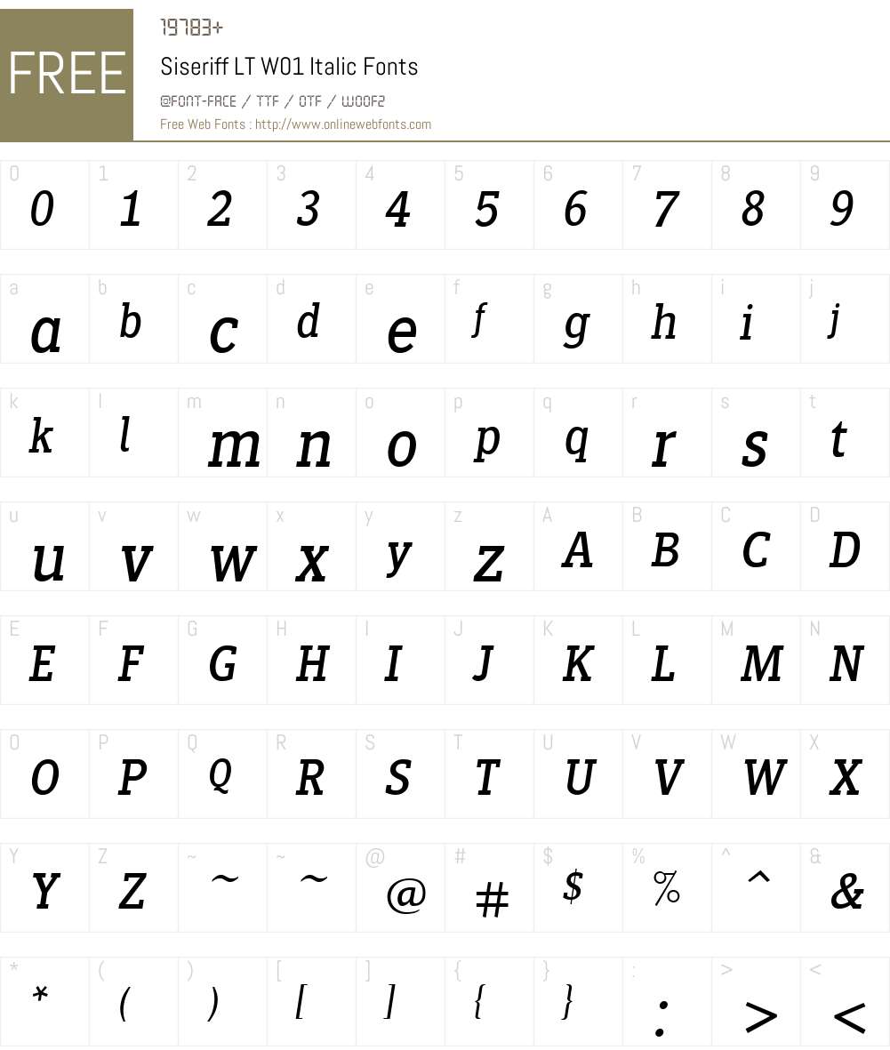 SiseriffLTW01-Italic Font Screenshots