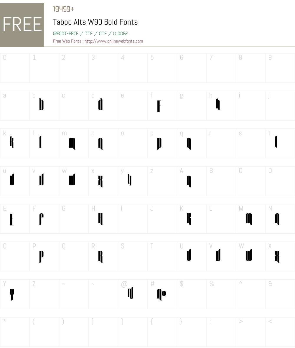 Taboo Font Screenshots