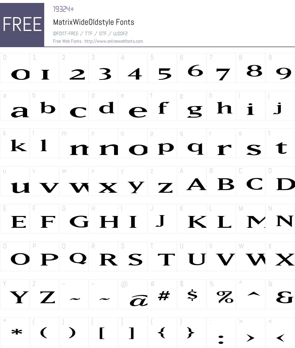 MatrixWideOldstyle Font Screenshots