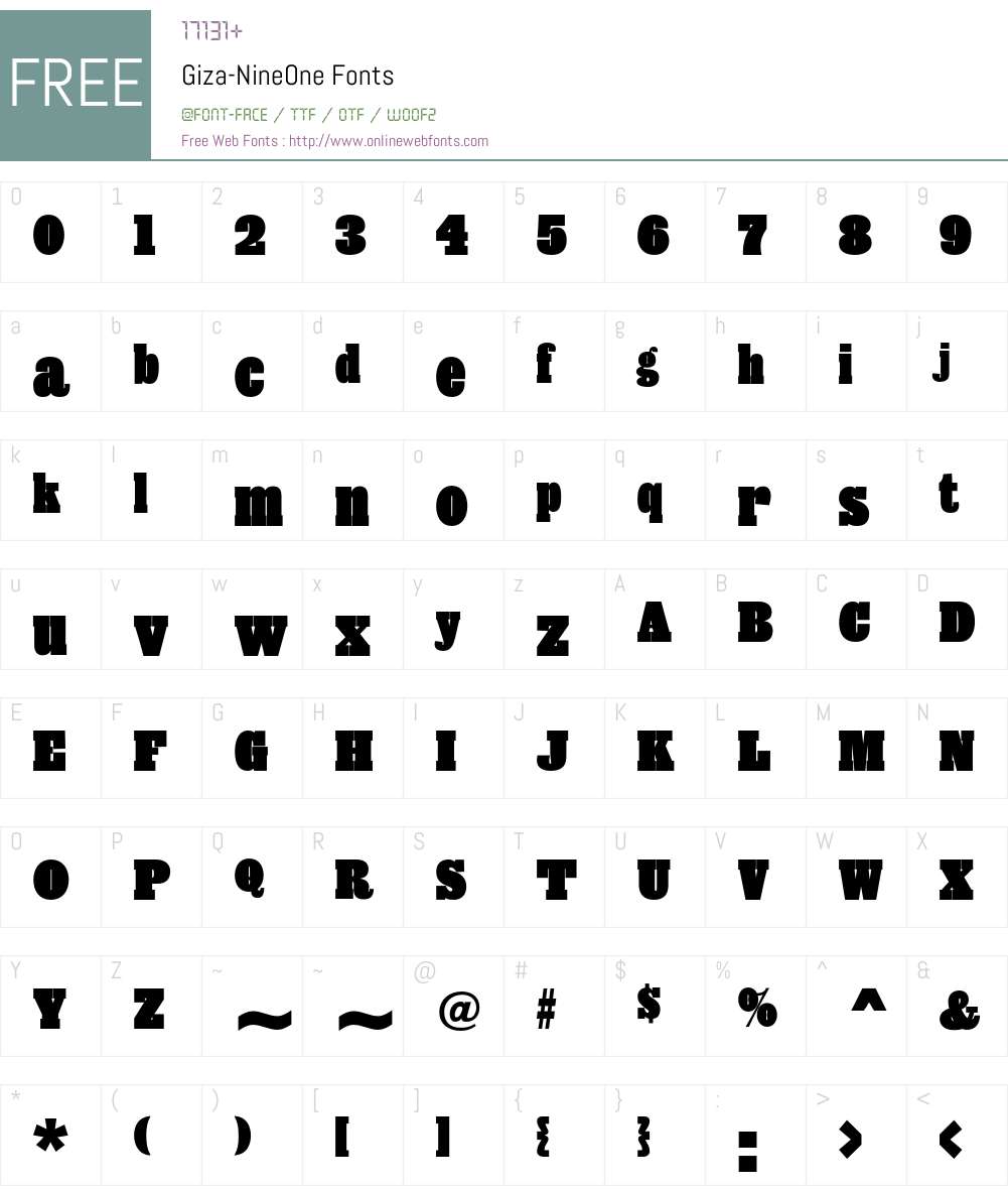 Giza Font Screenshots