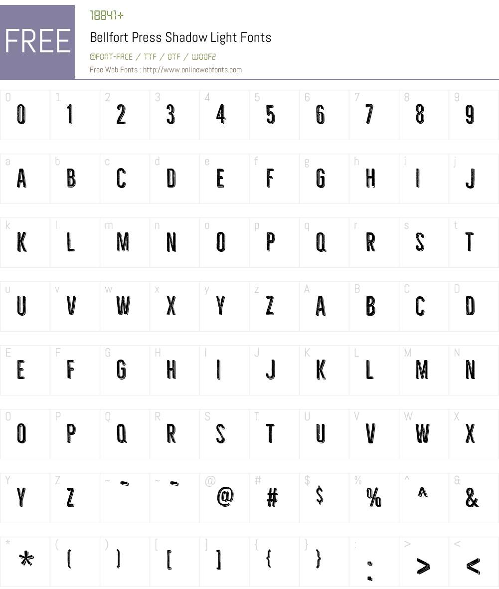 BellfortPressShadow-Light Font Screenshots