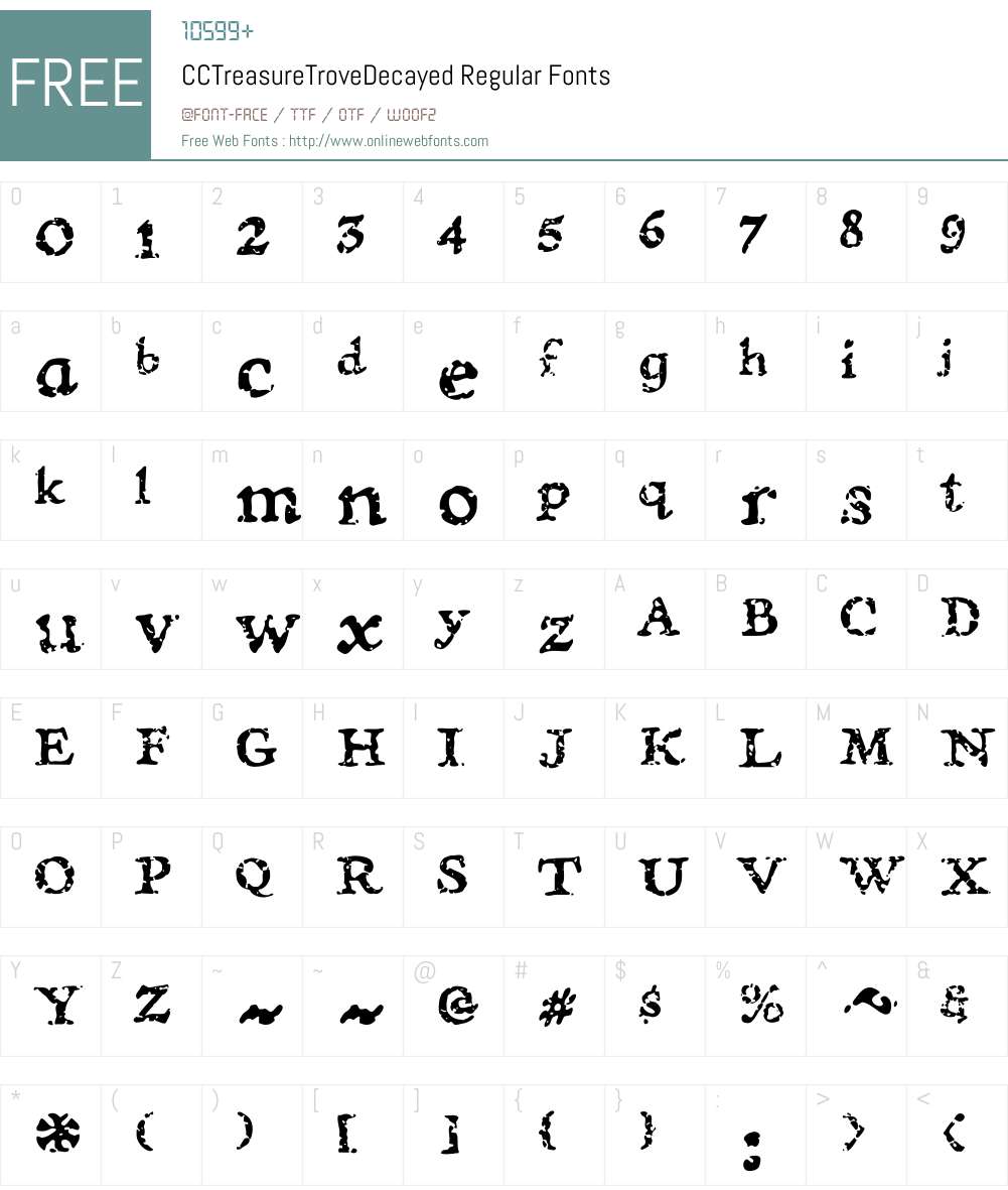 CCTreasureTroveDecayed-Reg Font Screenshots