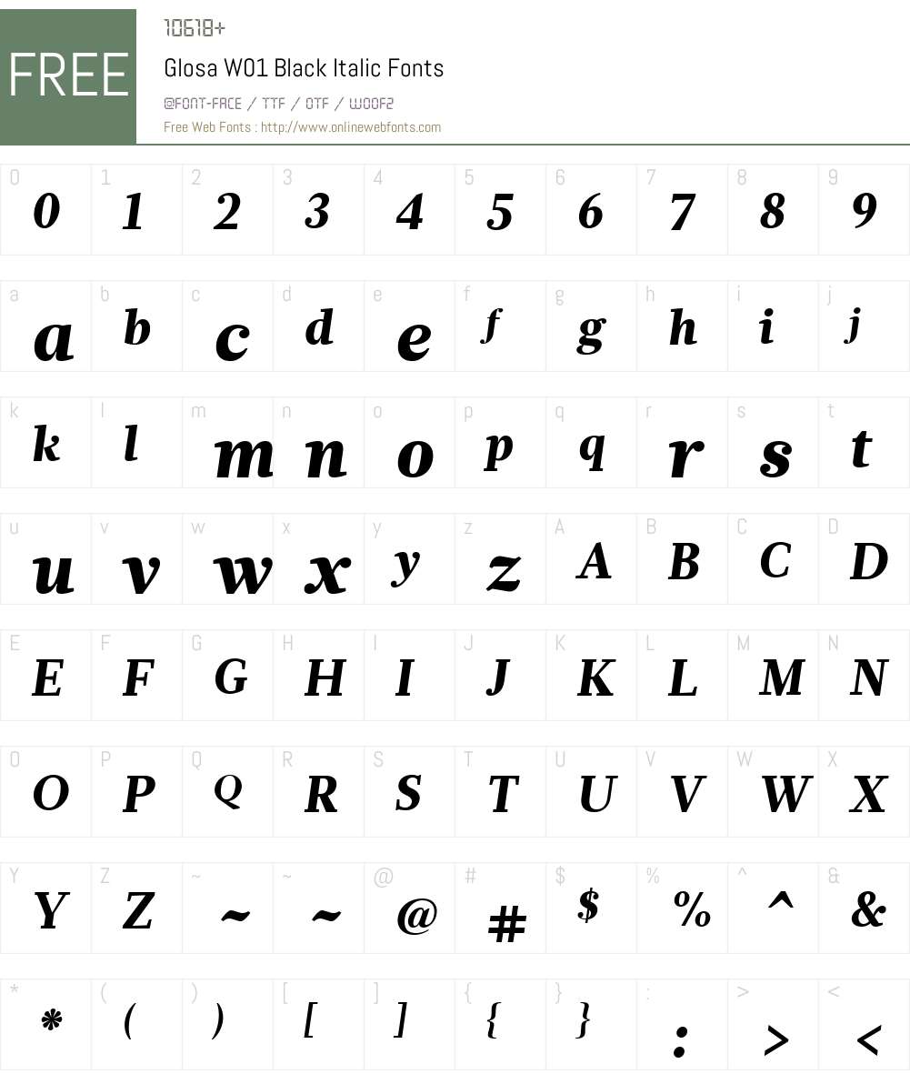 GlosaW01-BlackItalic Font Screenshots