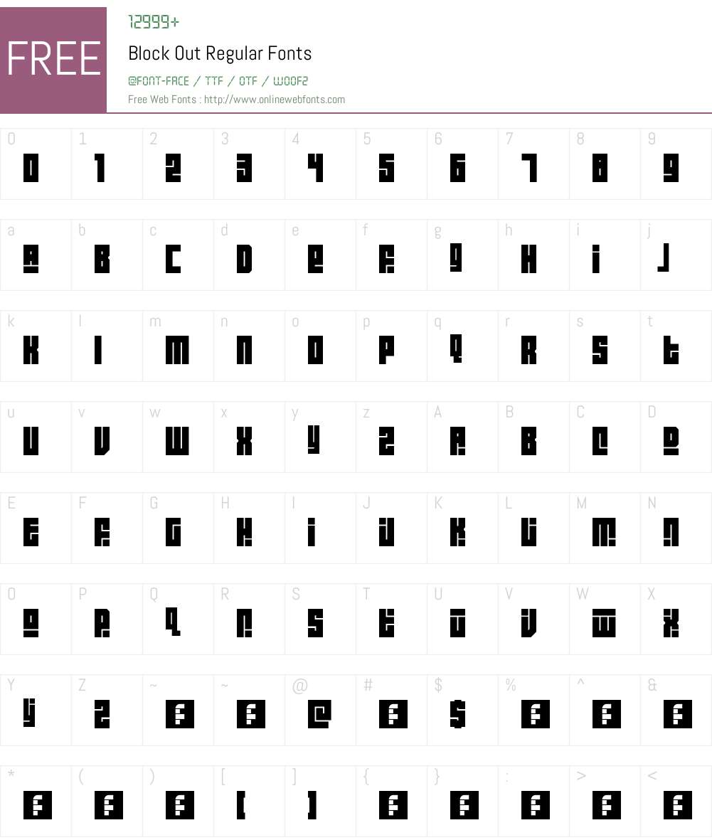 Block Out Font Screenshots