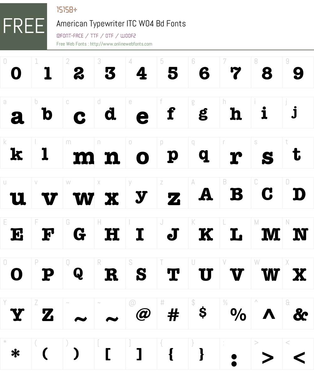 AmericanTypewriterITCW04-Bd Font Screenshots