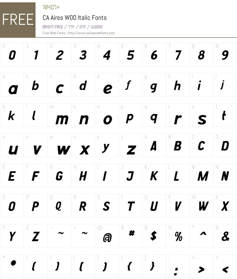 CAAiresW00-Italic Font Screenshots