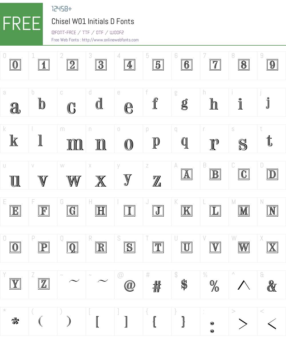 ChiselW01-InitialsD Font Screenshots