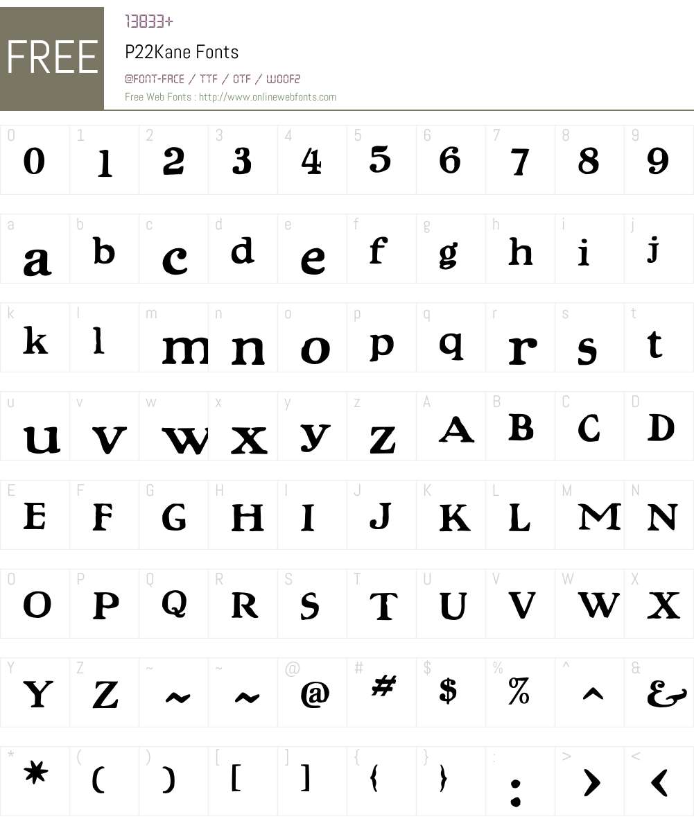 P22Kane Font Screenshots