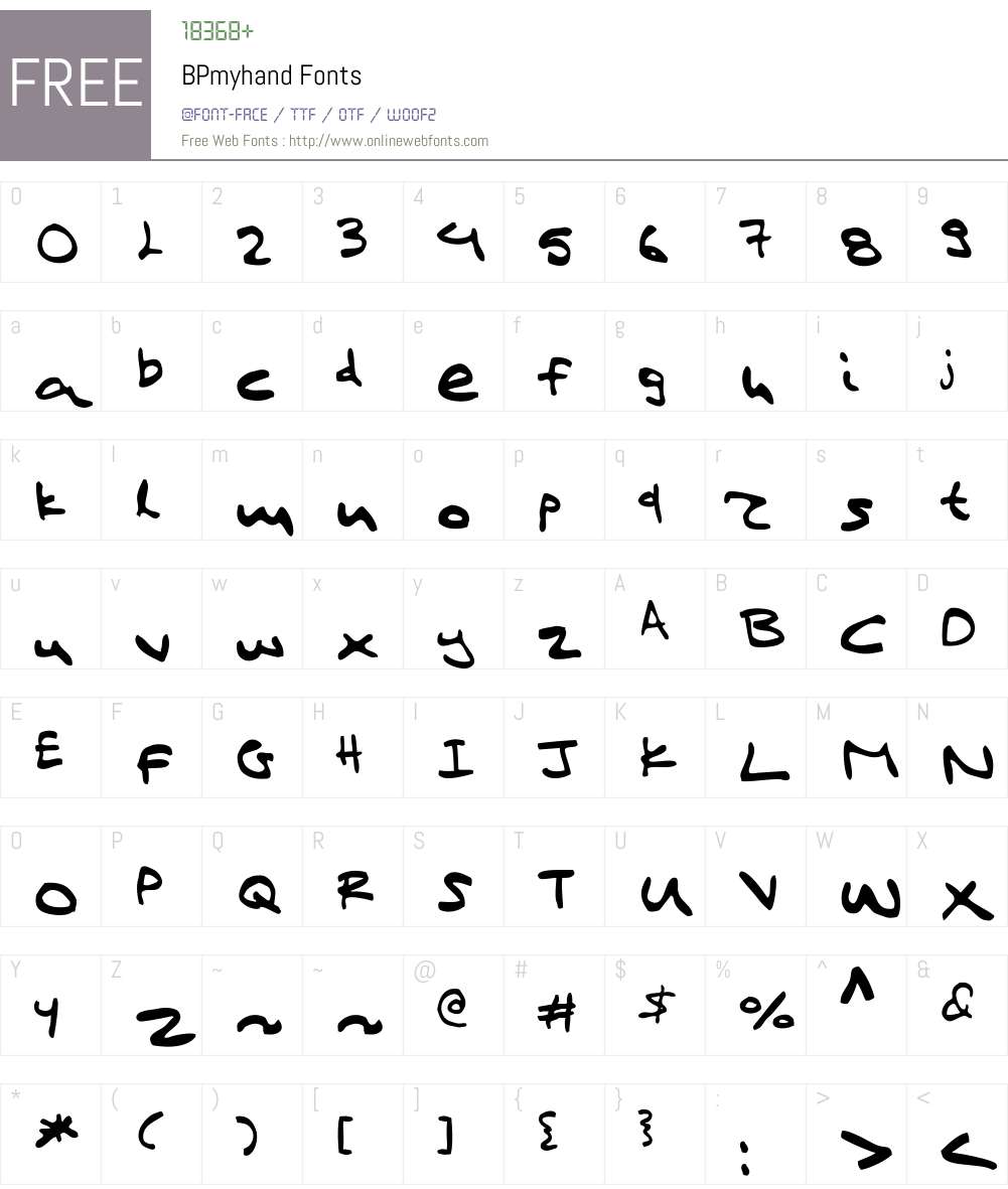 BPmyhand Font Screenshots
