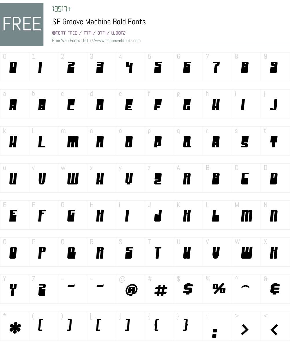 SF Groove Machine Font Screenshots
