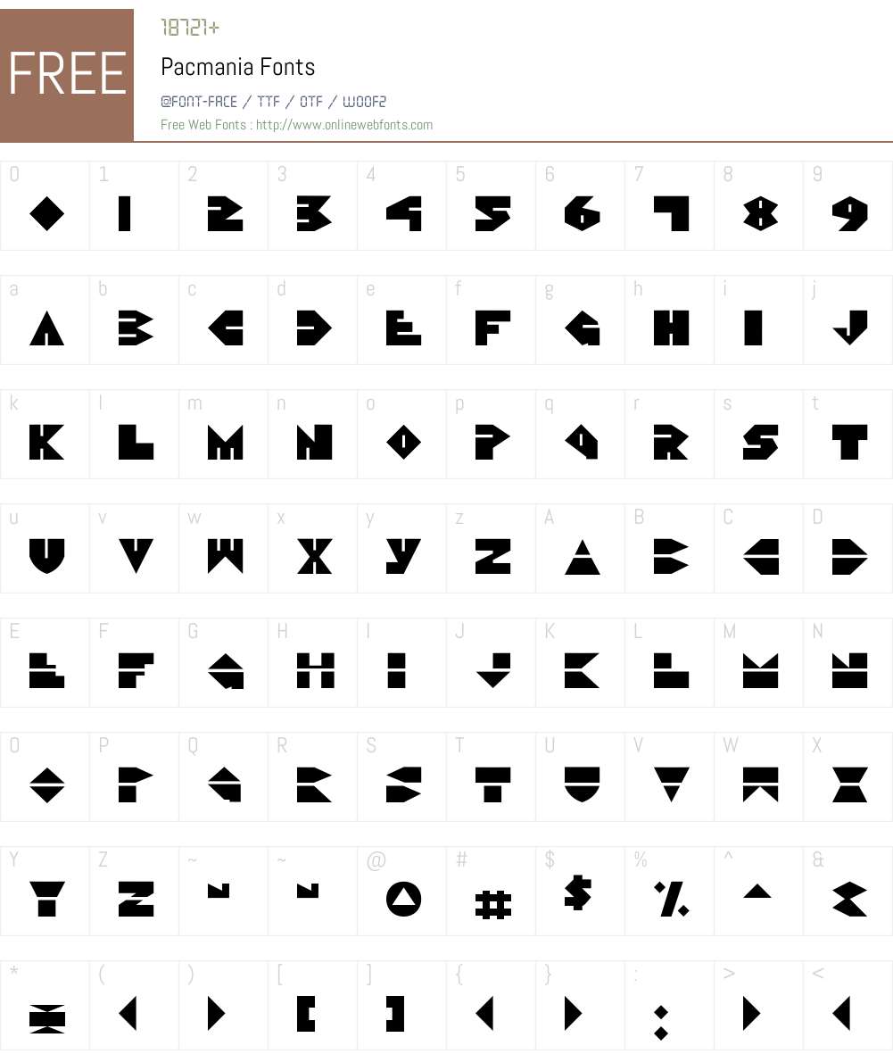 Pacmania Font Screenshots