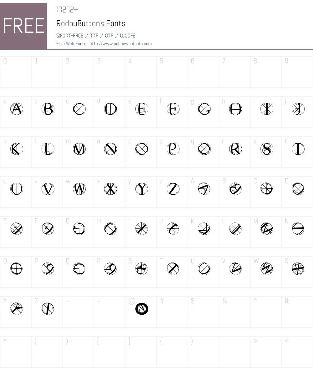 RodauButtons Font Screenshots