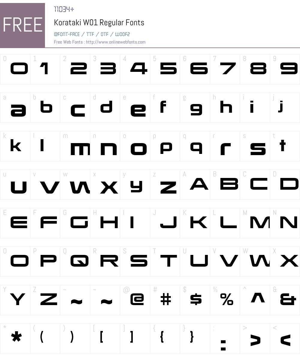 KoratakiW01-Regular Font Screenshots