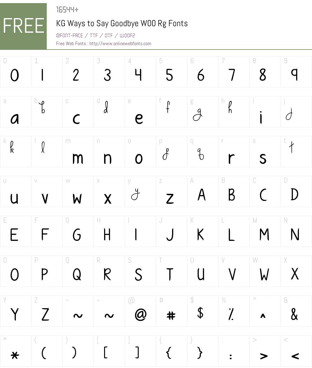 KGWaystoSayGoodbyeW00-Rg Font Screenshots
