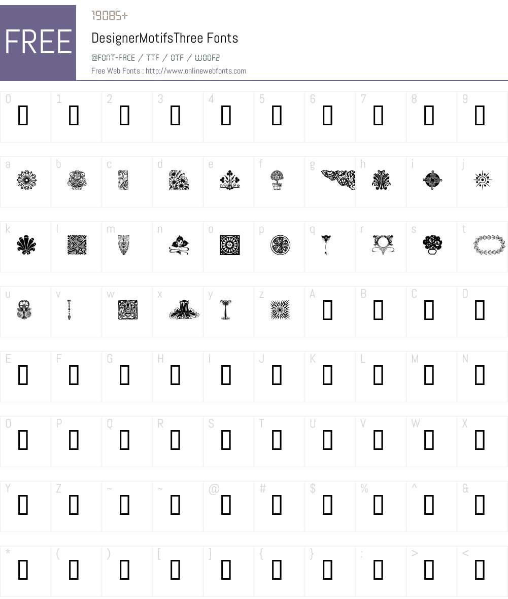DesignerMotifsThree Font Screenshots