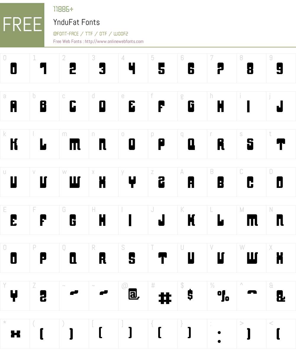YnduFat Font Screenshots
