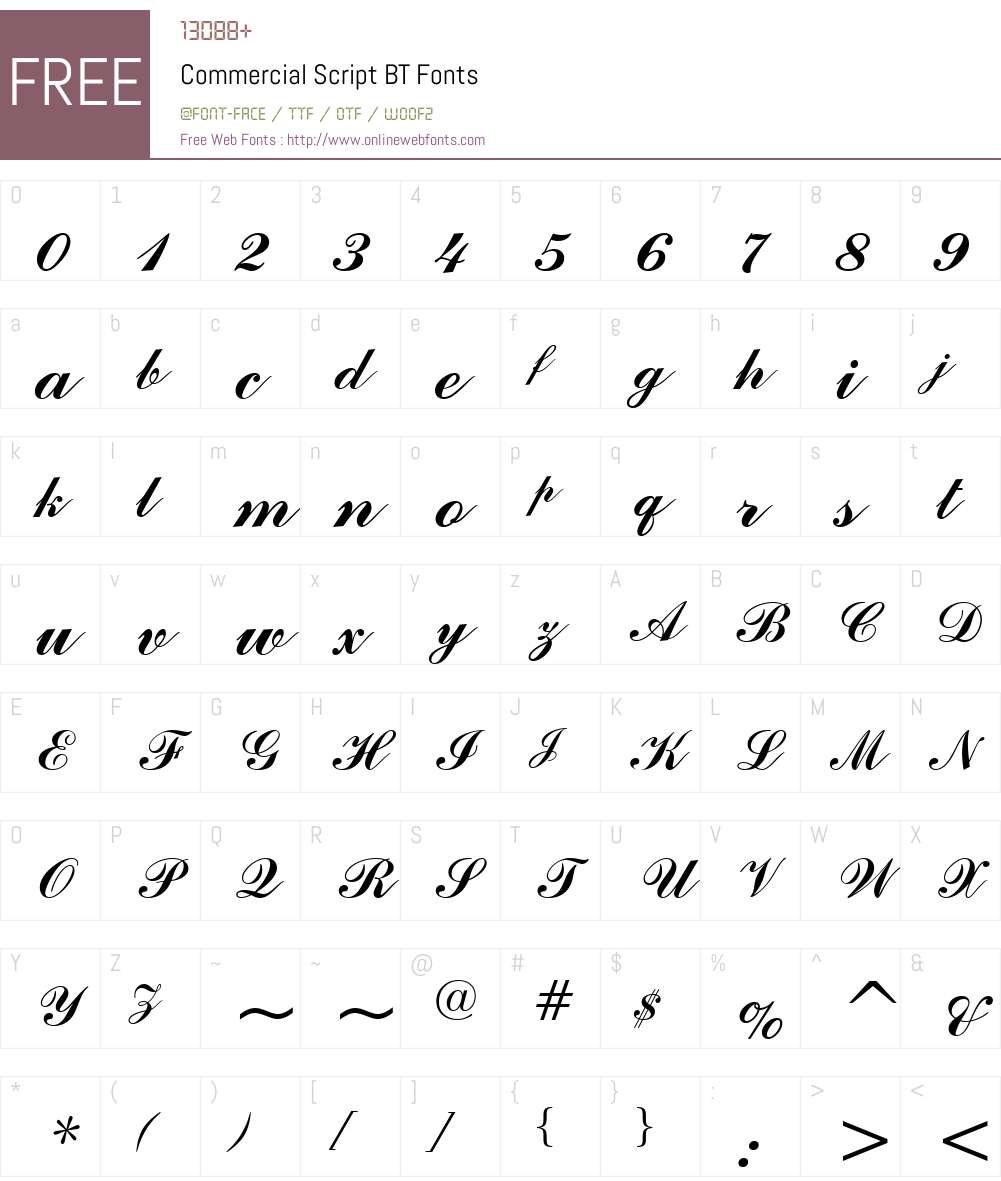 CommercialScript Font Screenshots