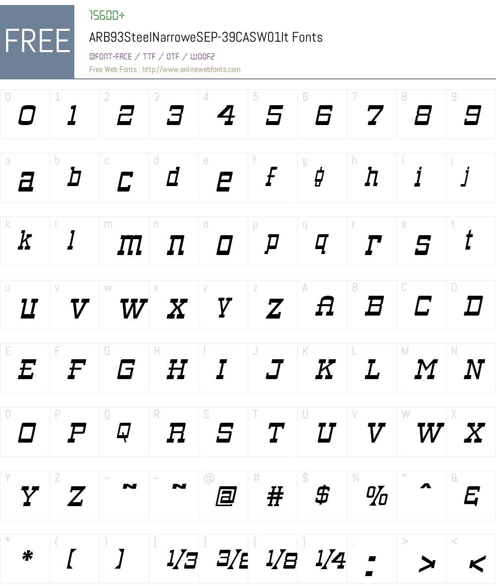 ARB93SteelNarroweSEP-39CASW01-It Font Screenshots