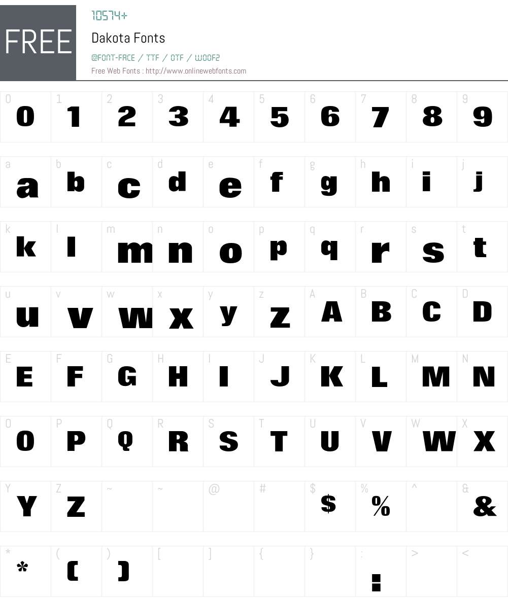 Dakota Font Screenshots