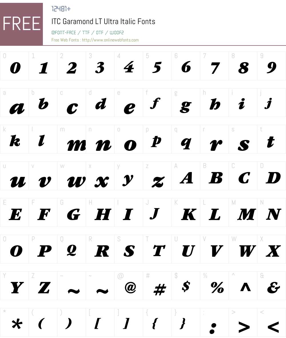 ITC Garamond LT Font Screenshots