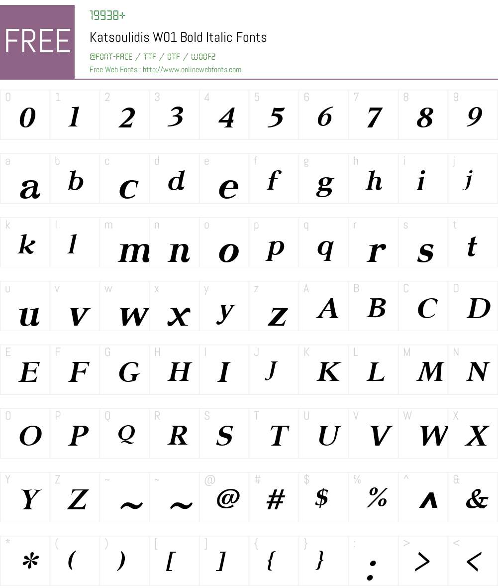 KatsoulidisW01-BoldItalic Font Screenshots