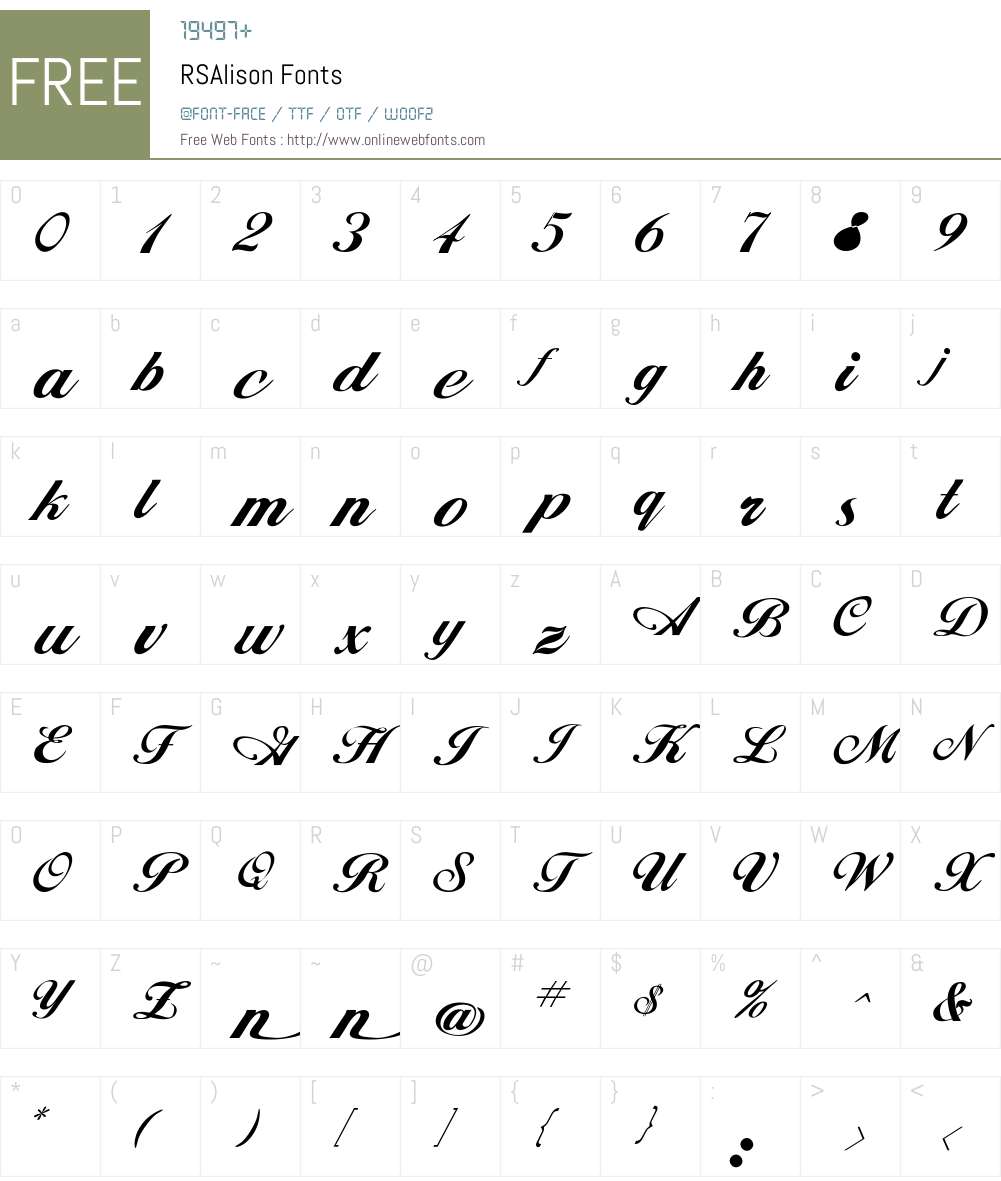 RSAlison Font Screenshots
