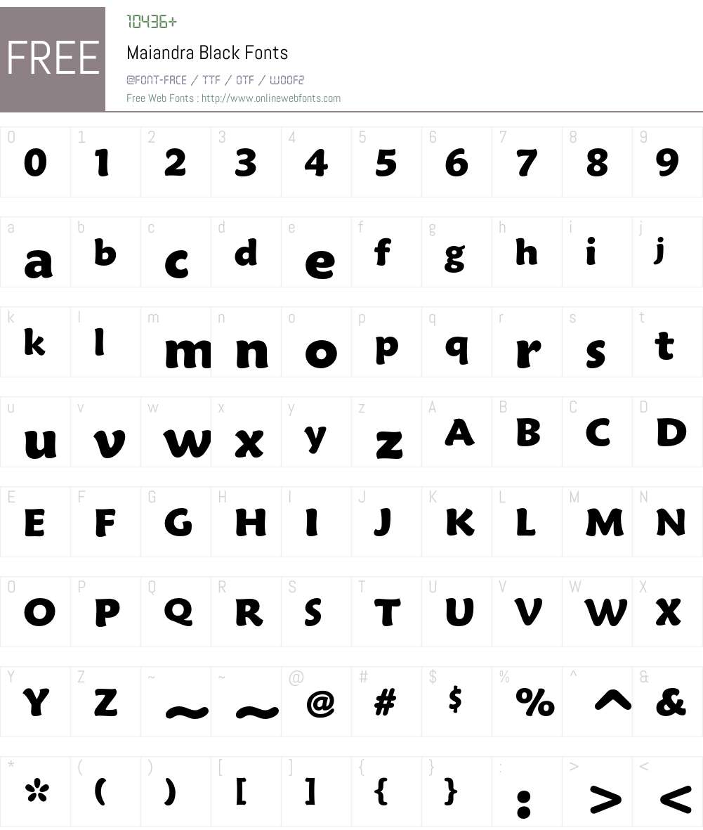 Maiandra Font Screenshots