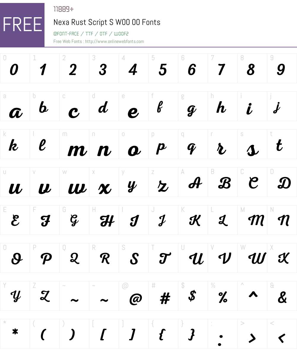NexaRustScriptSW00-00 Font Screenshots