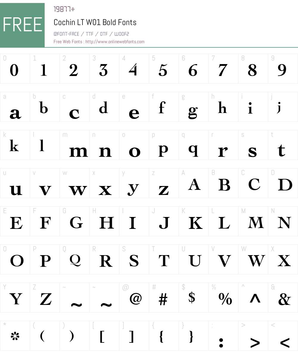 CochinLTW01-Bold Font Screenshots