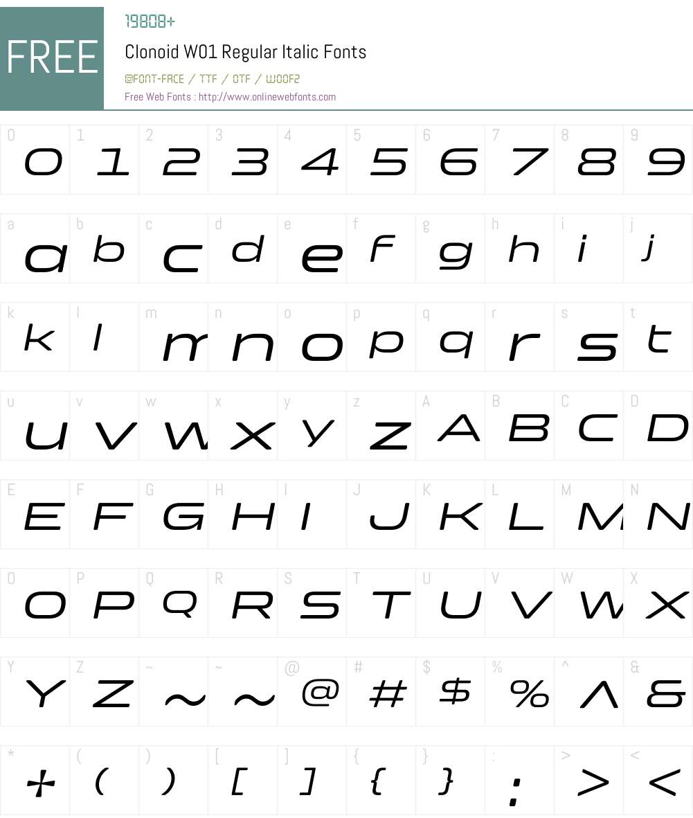 ClonoidW01-RegularItalic Font Screenshots