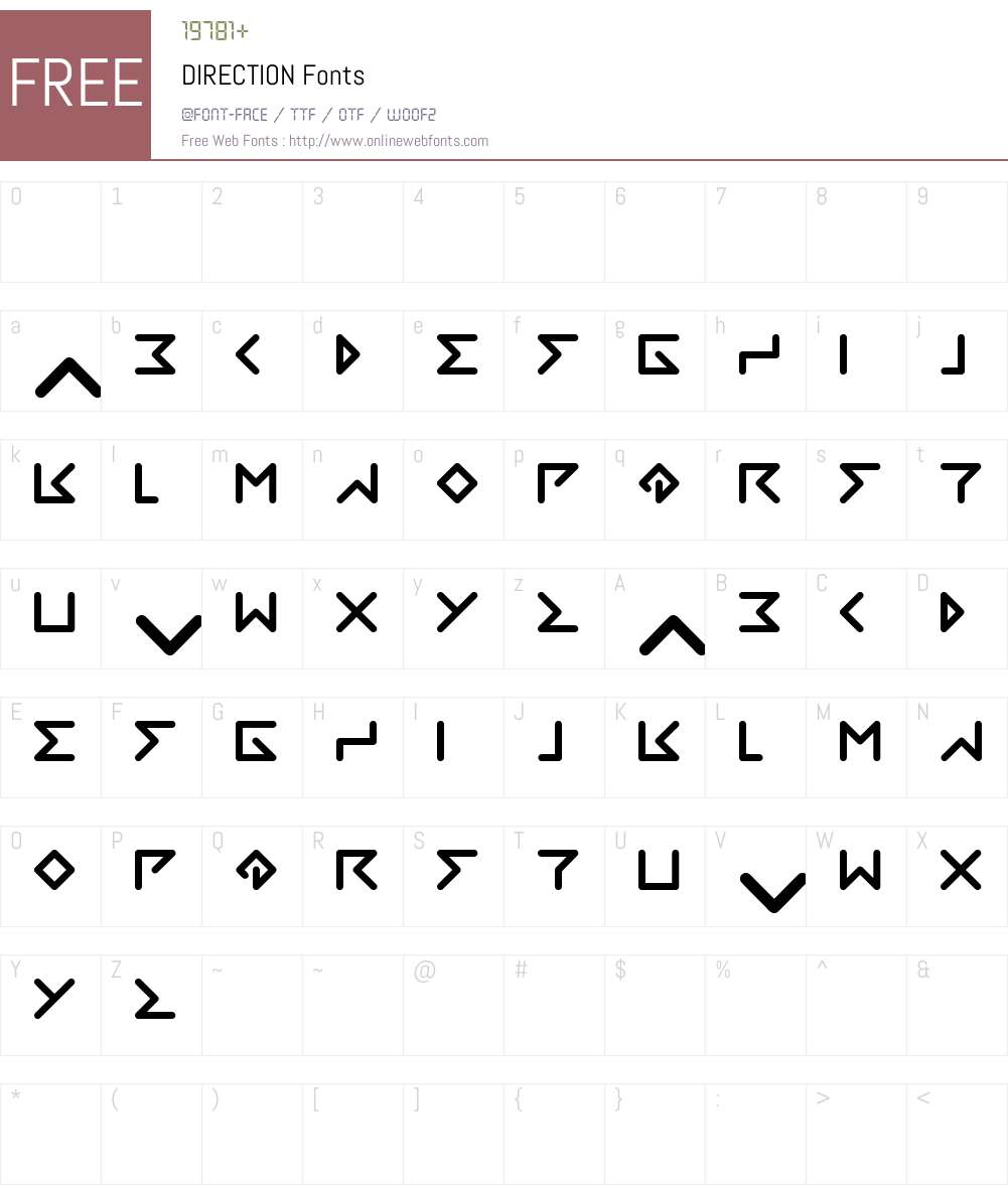 DIRECTION Font Screenshots