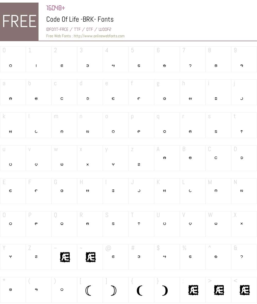 Code Of Life (BRK) Font Screenshots